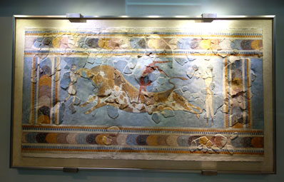 fresque de taureau au muse archologique hraklion